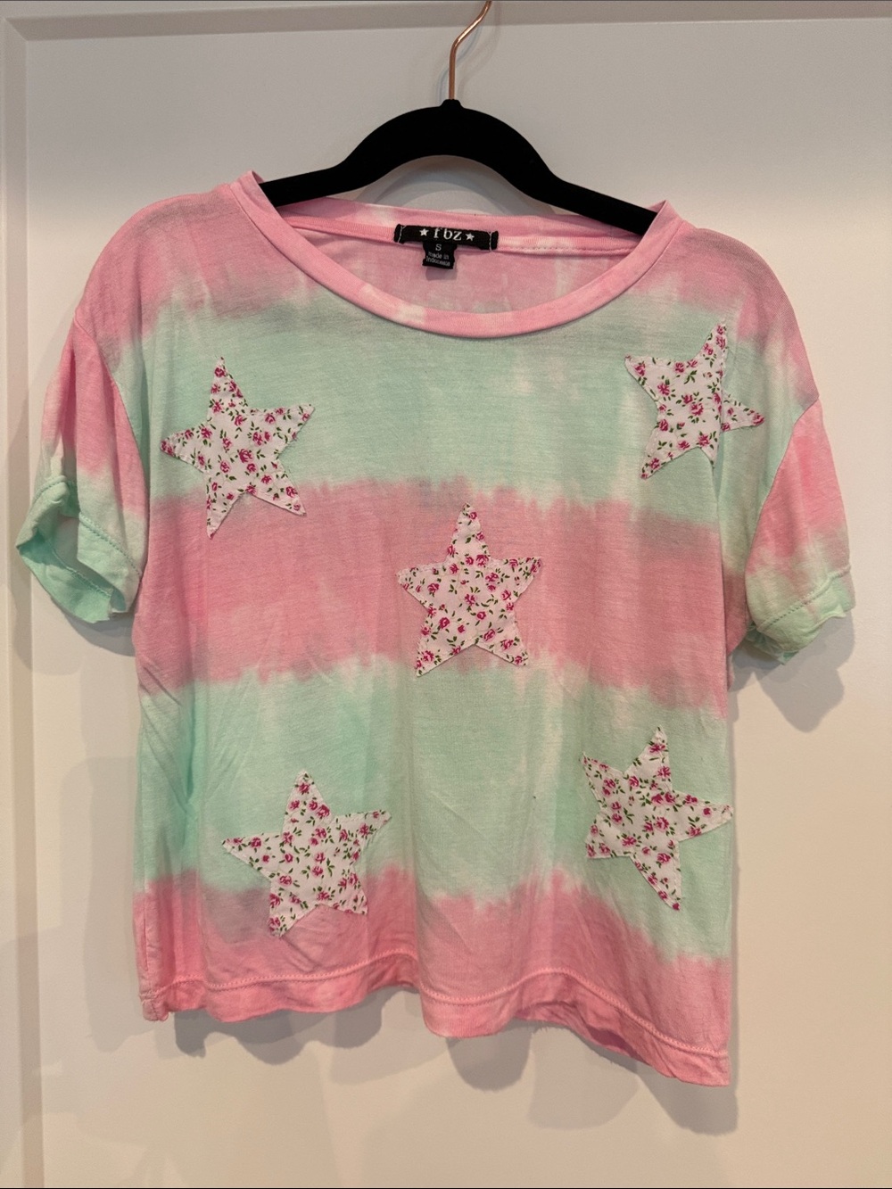 Flowers by Zoe Pink & Mint Tie-Dye Star Appliqué Tee